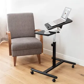 Tatkraft Vanessa - Laptoptisch Höhenverstellbar, mit Mausablage, mit Rollen, Mobil & Ergonomisch für Sofa, Bett, Sessel, MDF-Holz, Stahl, Schwarz