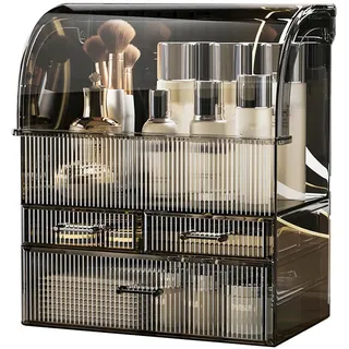 Suyoo Make-up-Aufbewahrungs-Organizer, Größe XL, Acryl, Kosmetik-Organizer, Hautpflege-Vitrine mit Schubladen, Kommode (Schwarz, XL)
