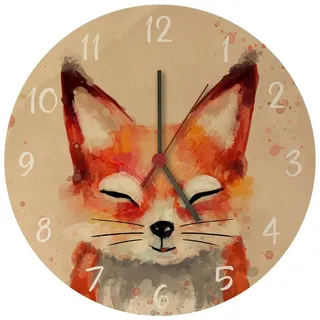 speecheese Wanduhr Fuchs in Wasserfarbenoptik Wanduhr aus MDF 26,5 cm