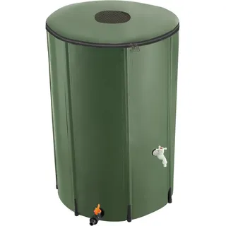 Tectake Regentonne mit Hahn und Überlaufschutz 380 l Grün