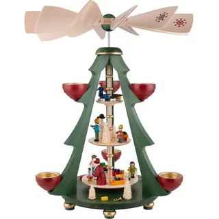 Erzgebirgische Volkskunst Richard Glässer GmbH Richard Glässer GmbH Weihnachtspyramide Baumpyramide Bescherung bunt 3-stöckig Höhe 40cm NEU