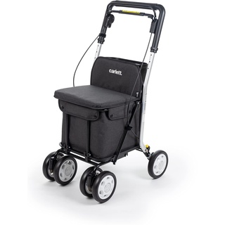 Carlett - Einkaufstrolley Rollator mit 4 Rädern und Sitz, Zusammenklappbarer Einkaufswagen mit herausnehmbarer Einkaufstasche 29L/15kg, Lett800 Senior Comfort, Schwarz