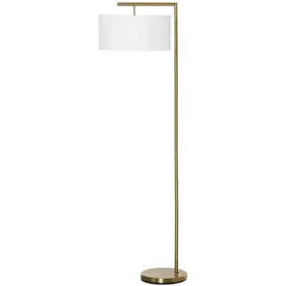 Homcom Stehlampe E27 Sockel Metall Stahl Leinen Gold Weiß 47 x 37 x 153 cm