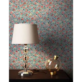 Newroom Vliestapete Thessa Tapete Blumentapete Blumen,Blüten,Wiese, Blau Tapete Landhaus Blumen - Blumentapete Koralle Rot Romantisch Floral Blüten Wiese für Wohnzimmer Schlafzimmer Büro, modern blau