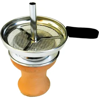 Orient Supply Wasserpfeife Tonkopf mit Kaminaufsatz passt auf jede Shisha Hookah Zubehör Kohlesieb mit Silikongriff