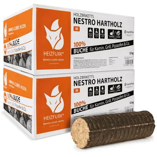 HEIZFUXX NESTRO M Holzbriketts Hartholz im Karton 24 kg (2 x 12 kg)