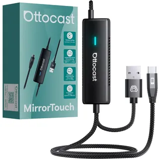 OTTOCAST Mirror Touch 2025 – Wireless CarPlay Adapter mit Touch-Steuerung & bidirektionalem Spiegeln – Für Fahrzeuge mit kabelgebundenem CarPlay – Netflix, TikTok, YouTube – Plug & Play