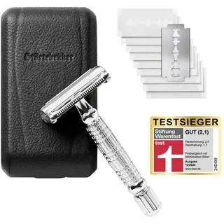 Störtebekker Shaving Accessories Störtebekker® Premium Rasierhobel Herren Hamburg - Rasierset mit 10 Rasierklingen & Leder-Etui - Nassrasierer Herren inkl. Reise-Etui mit Spiegel - *TESTSIEGER* Stiftung Warentest (12/2024)