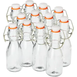 VBS 12er-Pack Mini-Bügelflaschen 14 cm hoch 100 ml Füllmenge Dekoflasche Flasche