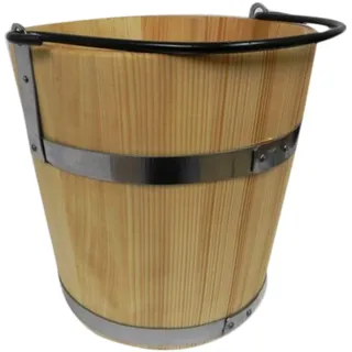 Großer Holzeimer mit Metallring und Griff, 10 l, alter Stil, sehr solide, Saunakübel