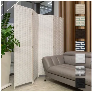 HEXIM Paravent Raumteiler Trennwand Sichtschutz Aus Holz/pp 4-teilig 180x180cm: Weiß, 1 Stück