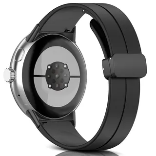 MaEiol Armband für Google Pixel Watch 4 45mm / Google Pixel Watch 3 45mm, Weiches Sport Silikon Ersatzarmband Magnetverschluss Uhrenarmbänder Armbänder für Herren Damen - Schwarz
