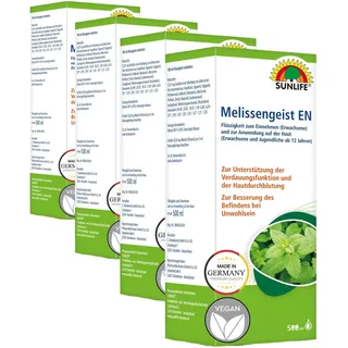 SUNLIFE Melissengeist E: Traditionelles pflanzliches Arzneimittel mit den Ölen von 15 Kräutern, 500 ml (Packung mit 4)