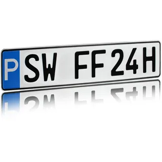 Finest Folia Individuelles Parkplatzschild 520x110mm mit P-Symbol aus Aluminium Wunschkennzeichen mit eigenem Text Wunschname für Parkplatz Schild (03 P - Wunschkennzeichen)