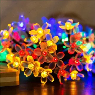 salcar Solar Lichterkette LED 5m Außen Innen Solarleuchte Outdoor mit 20 Kirschblüten Wasserfest