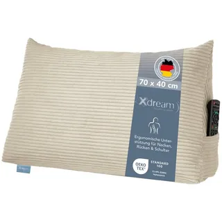 XDREAM Rückenkissen ergonomisches Keilkissen für Bett und Sofa, 1-tlg., als Kopfkissen oder Venenkissen verwendbar, mit praktischem Seitenfach beige