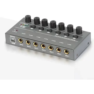 Studio Audio Stereo Mixer, verbessert für Ultra Low Noise 4/6/8 Kanäle Line Mixer Sound Power Audios Mixer mit Metallgehäuse (6 Kanal)