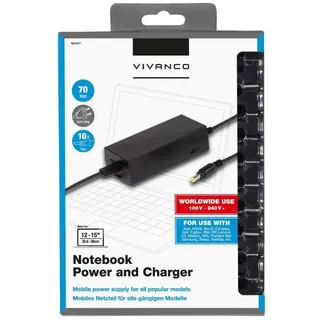 Vivanco Universal Schaltnetzteil für Notebooks und Netbooks, 70W, Euro Stecker (60447)