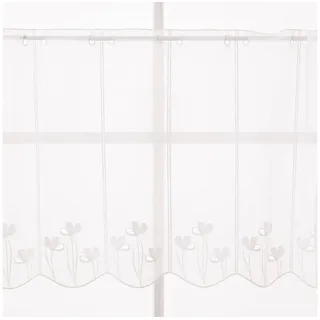 SCHÖNER LEBEN. Stoff Scheibengardinen Stoff Meterware nähfrei Stickerei weiß Höhe 60cm, bestickt weiß