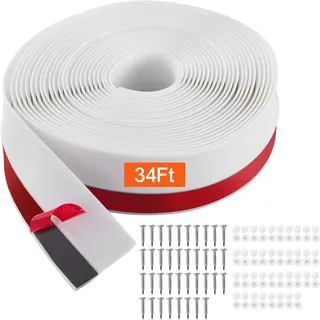 Vevor Dichtungsstreifen für Garagentore oben und an den Seiten 10,3 m langer universeller Ersatz Dichtungsstreifen Wetterschutzstreifen TPE-Dichtungen mit selbstklebender Rückseite und Schrauben