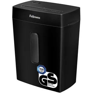 Fellowes Aktenvernichter, Papierschredder für 8 Blatt Partikelschnitt, Aktenvernichter P4, Schredder für Zuhause und Homeoffice, 15L Papierkorb, verarbeitet Kreditkarten, Heftklammern, Schwarz
