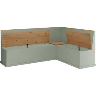 OTTO home Eckbank OTTO HOME "Sara", salbei, naturfarben, B:200cm H:90cm T:53cm, FSC-zertifiziertes Massivholz, Sitzbänke, Eckbank, aus massivem Kiefernholz, Paneel Rückenlehne, zwei Breiten