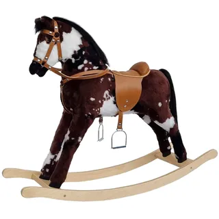 Schaukelpferd Holz Zaumzeug Sattel gepolstert Kinderspielzeug reiten Pferd