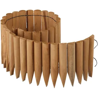 Relaxdays Rasenkante Holz 20 x 120 x 2 cm 2 Stück natur