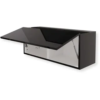 HAJDUK FURNITURE Hängeschrank für Küche 90x35x32 cm Schwarz Hochglanz Flach Küchen Klapphängeschrank Schrank Einbauküche Küchenzeile Moderner Küchenmöbel Oberschrank Geräumiger Küchenschrank