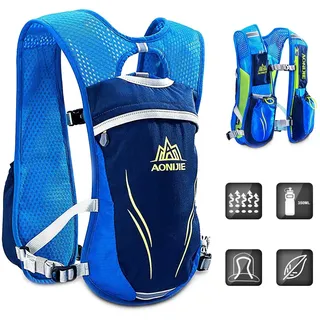 HINATAA Trink Rucksack Herren Damen, 5.5L Lauf Trinkweste, 250g Ultraleicht Laufrucksack, Hydration Pack Fahrradrucksack für Laufen, Camping, Wandern, Marathoner (Blau)