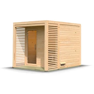 Woodfeeling Karibu Gartensauna Saunahaus Angkor 2 Ohne Ofen inkl. 8-teiligem gratis Zubehörpaket (Gesamtwert 191,92€)