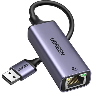 UGREEN LAN Adapter 1000 Mbps USB Ethernet Adapter USB auf RJ45 Netzwerkadapter Aluminium kompatibel mit Switch,Mi Box,Laptop unter Win 11/10/ 8.1/8, Mac OS, Linux(Grau-Type A)