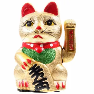 Winkekatze MANEKI NEKO 21cm golden glitter