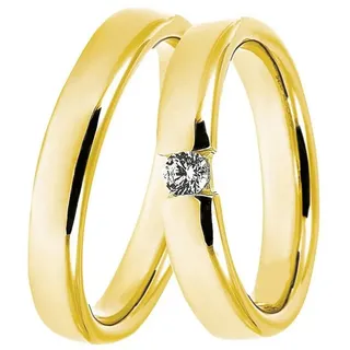 DOOSTI Trauring Schmuck Geschenk Silber 925 Trauring Ehering Partnerring LIEBE, Made in Germany - wahlweise mit oder ohne Zirkonia gelb|goldfarben 58