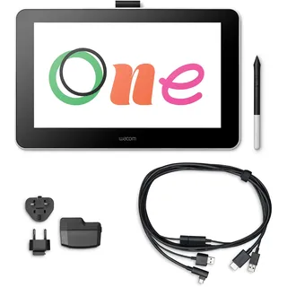 Wacom One Creative Pen Display mit Gratissoftware (zum Skizzieren, Zeichnen auf dem Bildschirm, 13,3 Zoll Full HD (1.920 x 1.080), Stiftpräzision) - Ideal für Home-Office & E-Learning, schwarz