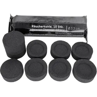 Lebensquelle Plus Räucherkohle Ø 33mm | 10 selbstzündende Kohletabletten | Schnellzünd-Kohle für Harze & Kräuter | Zuverlässige Räucherkohle in stylischer schwarzer Verpackung