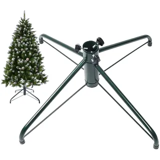 Ouvin 50 cm, 3.2 cm Durchmesser Weihnachtsbaumständer 4 Füße Metall-Halterung Gummifüße mit Fingerschraube, metall, grün, Large
