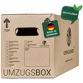 BB-Verpackungen 10 x Umzugskarton aus recycelter Pappe, sehr stabil mit doppeltem Boden (belastbar bis 40 kg) - Sets zwischen 5 und 150 Stück