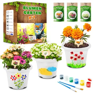 PYEF CRAFTS Pflanzset Kinder Anzuchtset Kinder Gartenset - Gärtner Set & Blumen Anzuchtset - Gartenset Pflanzen Set - Mini Garten Anzuchtsets für Blumen & Kräuter