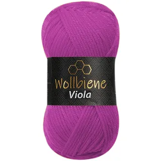Wollbiene Viola Strickwolle Uni 100g Premium Strickwolle 100 Gramm dickes Garn Wolle zum Stricken und Häkeln Unifarben (beere 08)