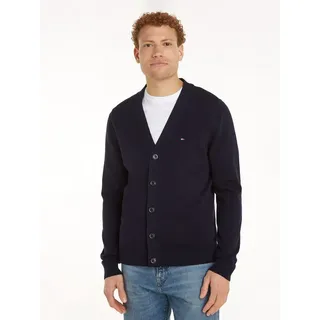 Tommy Hilfiger Strickjacke TOMMY HILFIGER "ESSENTIAL COTTON CARDIGAN", Herren, Gr. 3XL, blau (desert sky), Strick, Obermaterial: 100% Baumwolle, V-Ausschnitt, Strickjacken Strickjacke