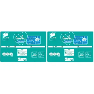 Pampers Fresh Clean Feuchttücher 2 Packungen mit 52 Stück - 624 Feuchttücher, milder Duft, auch für Hände und Gesicht geeignet