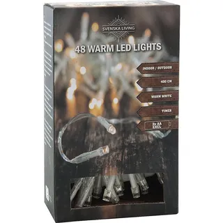 HIT Led Lichterkette Batterie Timer 48 Leds für innen und außen