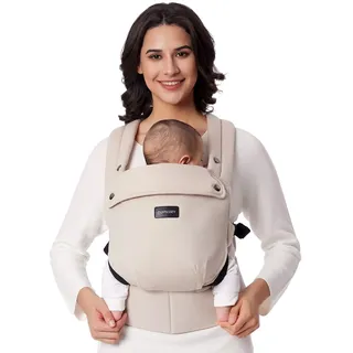Momcozy Babytrage – Baby Carrier für Kleinkind (3-24 Monate) · Ohne Einsätze · Ergonomische M-Trage · X-Rücken · Leicht & Luftdurchlässig, Khaki