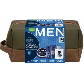 NIVEA MEN Complete Care Pack Kulturbeutel, Geschenkset für Herren mit Gesichtscreme (1 x 75 ml), Ganzkörper-Feuchtigkeitscreme (1 x 150 ml), After Shave Balm (1 x 100 ml), Deodorant (1 x 100 ml)