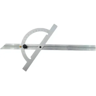 WRS Präz.-Winkelmesser mit verstellbarer Schiene, 10-170°, rostgeschützt, mattverchromt, mit Metall-Feststellschraube, im Etui, Größe: 300 x 600 mm