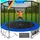 Trampoline Komplettset 305 cm inkl. Sicherheitsnetz, Leiter und Randabdeckung blau