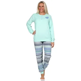 normann Damen Frottee Langarm Schlafanzug Pyjama - auch in Übergrössen, Farbe:blau, Größe:40 - 40