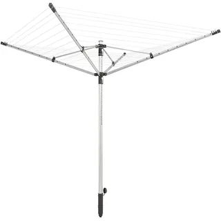 Leifheit Wäschespinne LinoPush 500 mit 50m Leinenlänge für 5 Waschmaschinenladungen, wetterfeste Leinen, Wäscheschirm mit robusten Stahltragearmen inkl. Bodenhülse und Schutzhülle, Push-Öffnungssystem