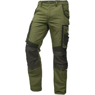 PUMA Workwear Precision X - Arbeitshose Herren - Premium Arbeitskleidung mit vielen Taschen und verstärkten Kniepartien - Funktionshose mit Stretch für Handwerk und Baugewerbe - Grün/Schwarz - 60 - 60